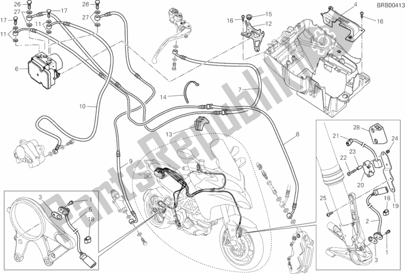 All parts for the Braking System Abs of the Ducati Multistrada 1200 S Touring USA 2014